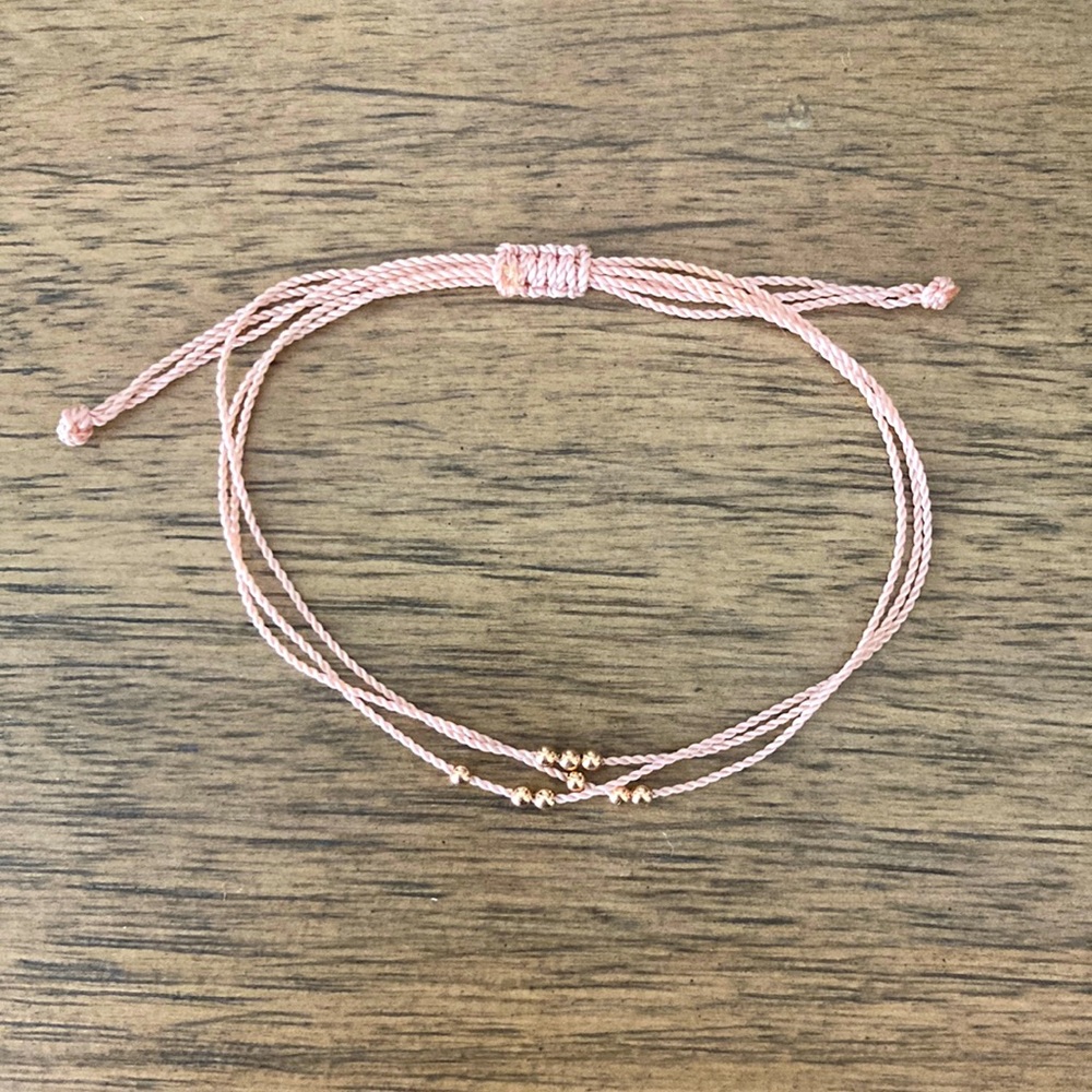 Catbird Hortense Pink Friendship Bracelet with Rose Gold Beads